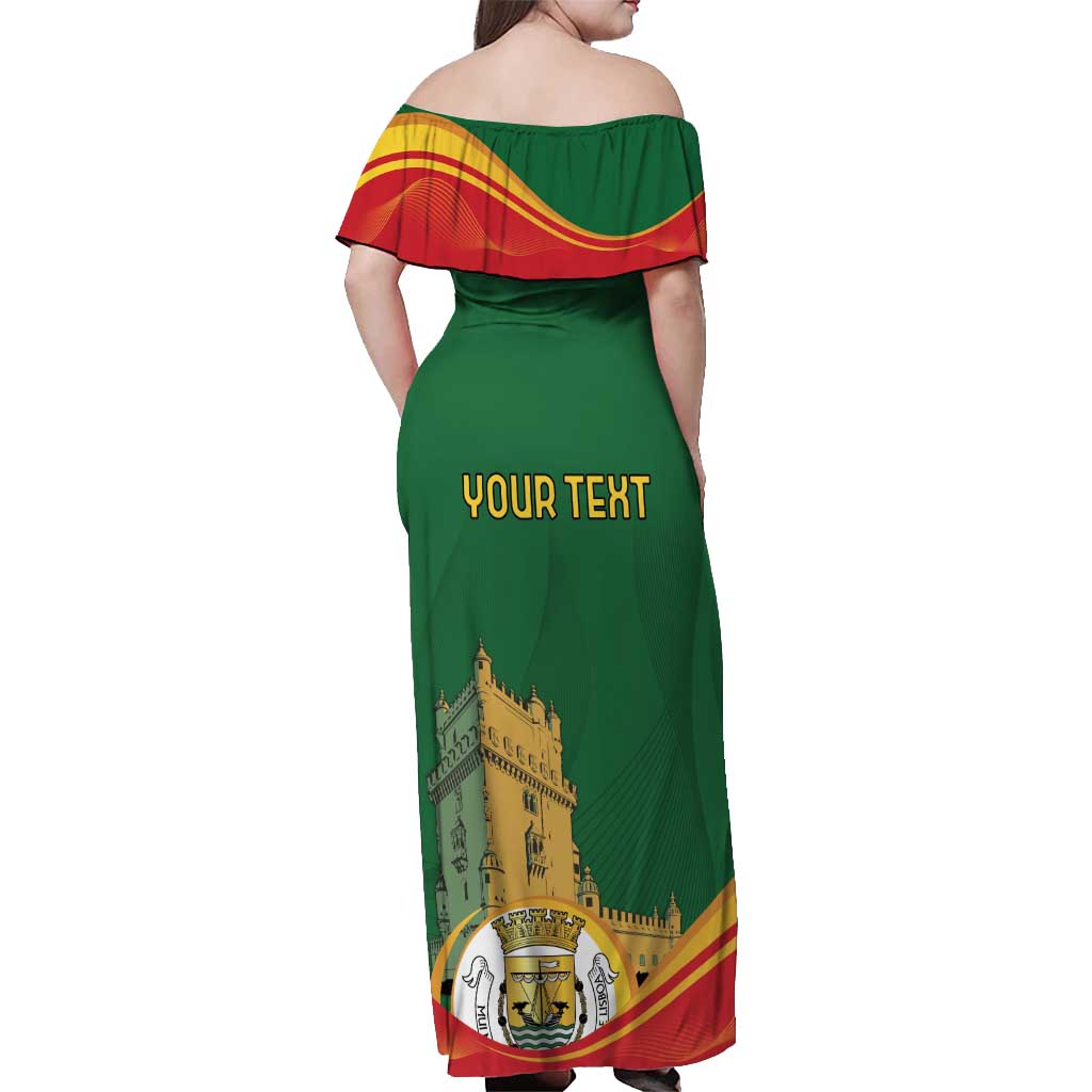 Personalized Portugal Belem Tower Off Shoulder Maxi Dress Mui Nobre e Sempre Leal