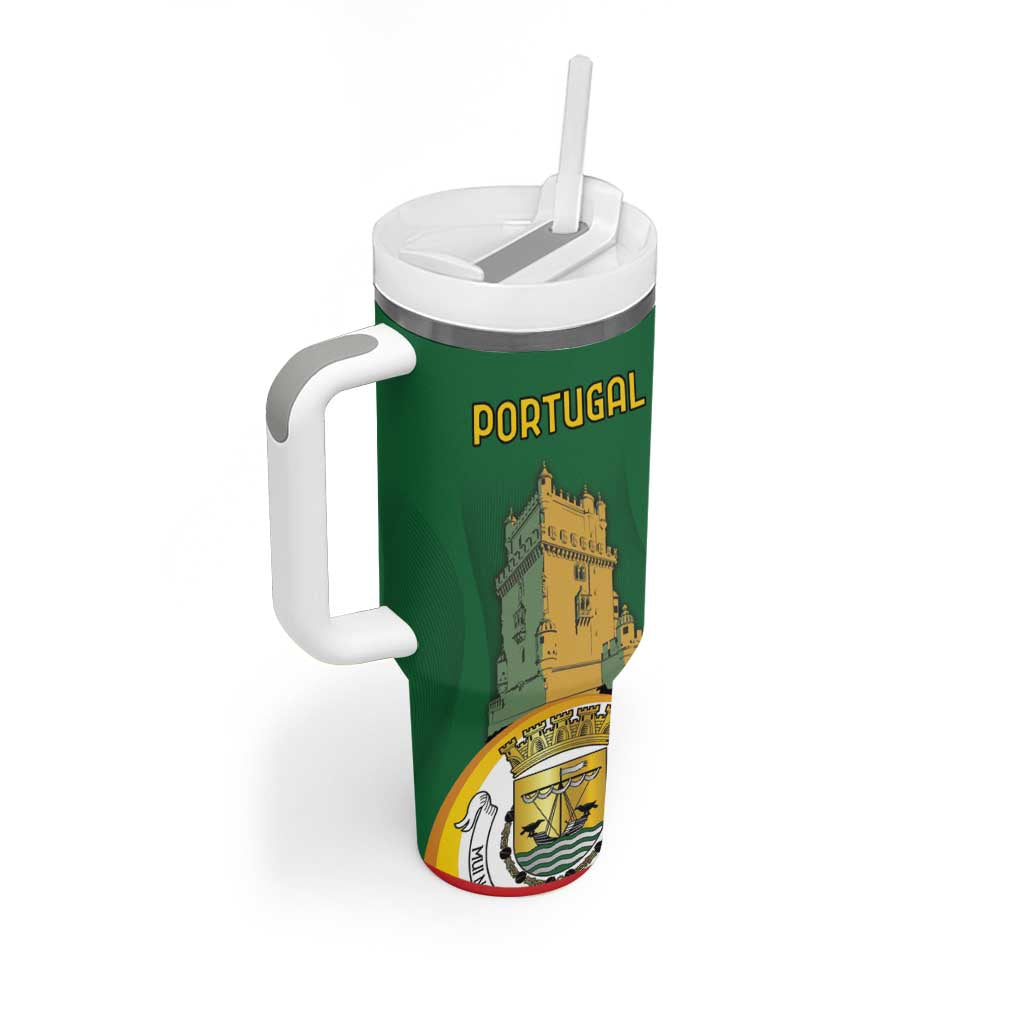 Personalized Portugal Belem Tower Tumbler With Handle Mui Nobre e Sempre Leal
