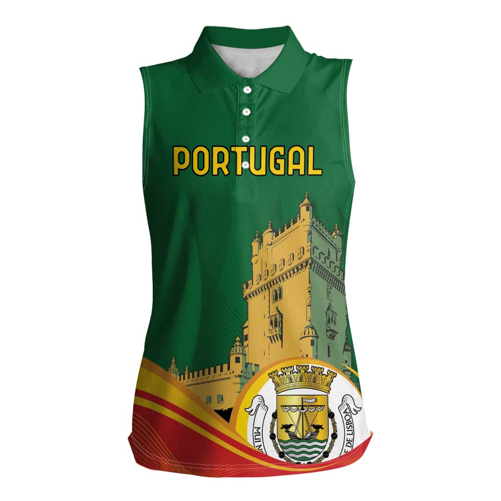 Personalized Portugal Belem Tower Women Sleeveless Polo Shirt Mui Nobre e Sempre Leal - Wonder Print Shop