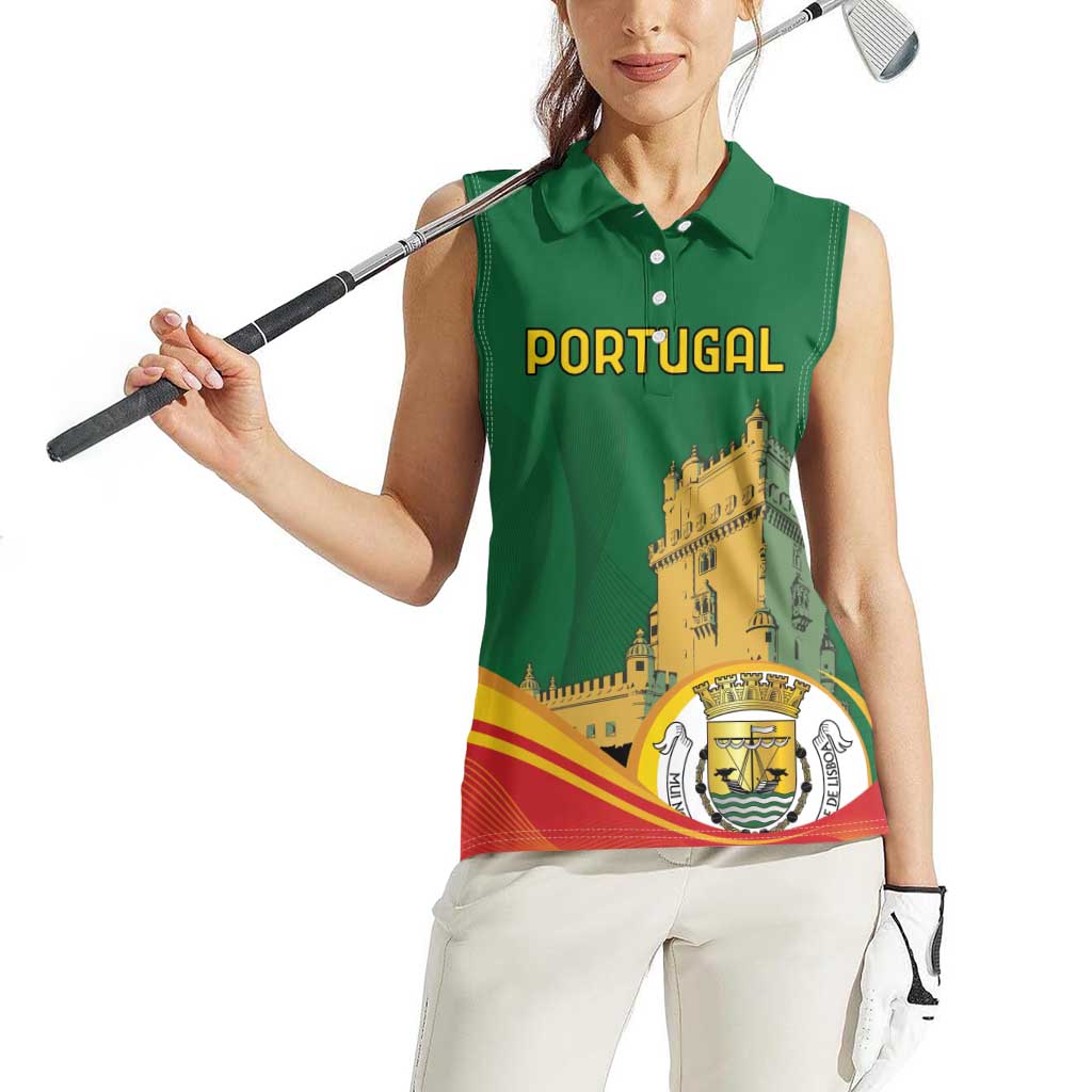 Personalized Portugal Belem Tower Women Sleeveless Polo Shirt Mui Nobre e Sempre Leal - Wonder Print Shop