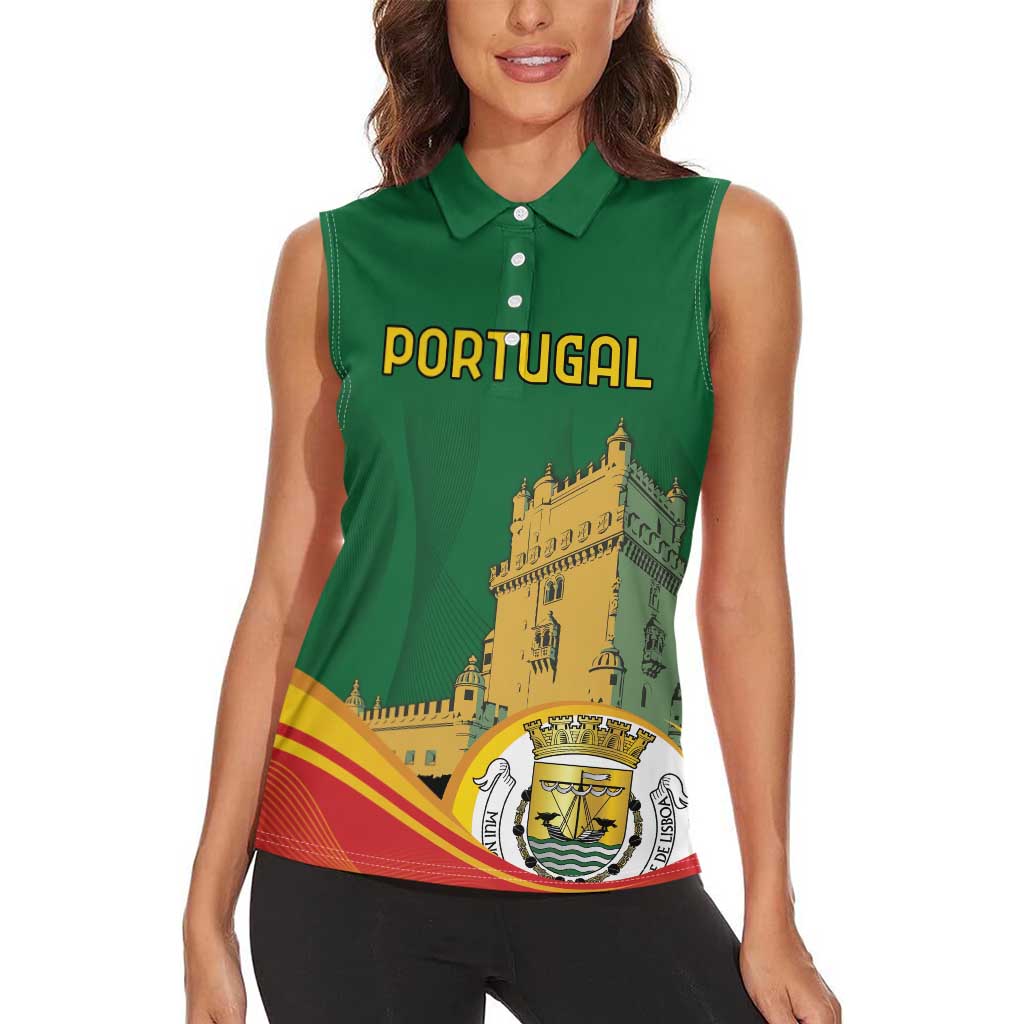 Personalized Portugal Belem Tower Women Sleeveless Polo Shirt Mui Nobre e Sempre Leal - Wonder Print Shop
