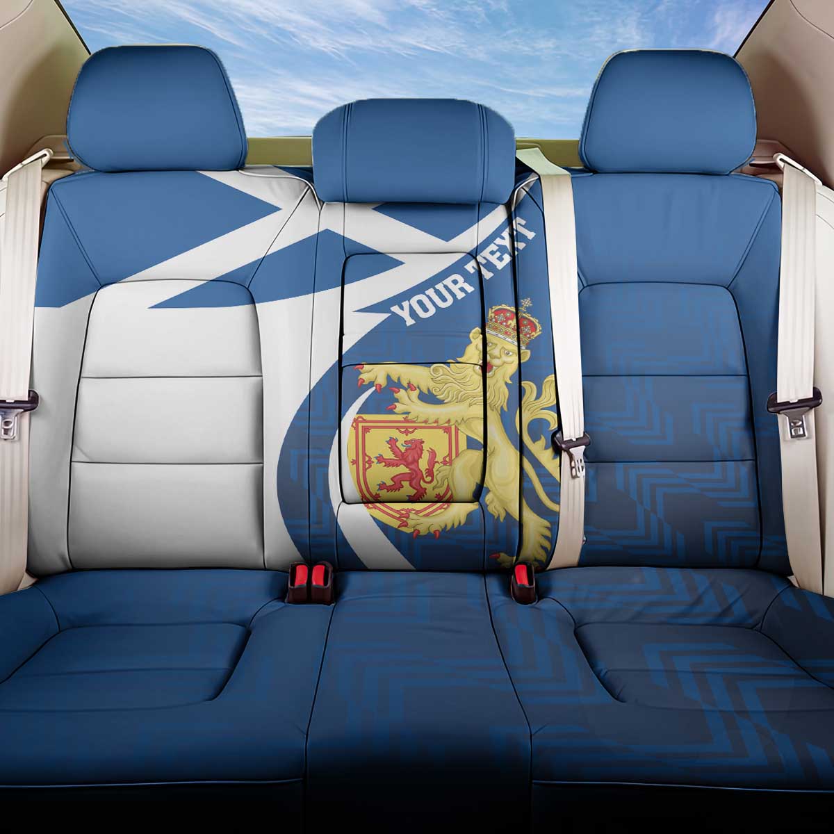 Personalized Scotland Back Car Seat Cover Lion Rampant Flag Style