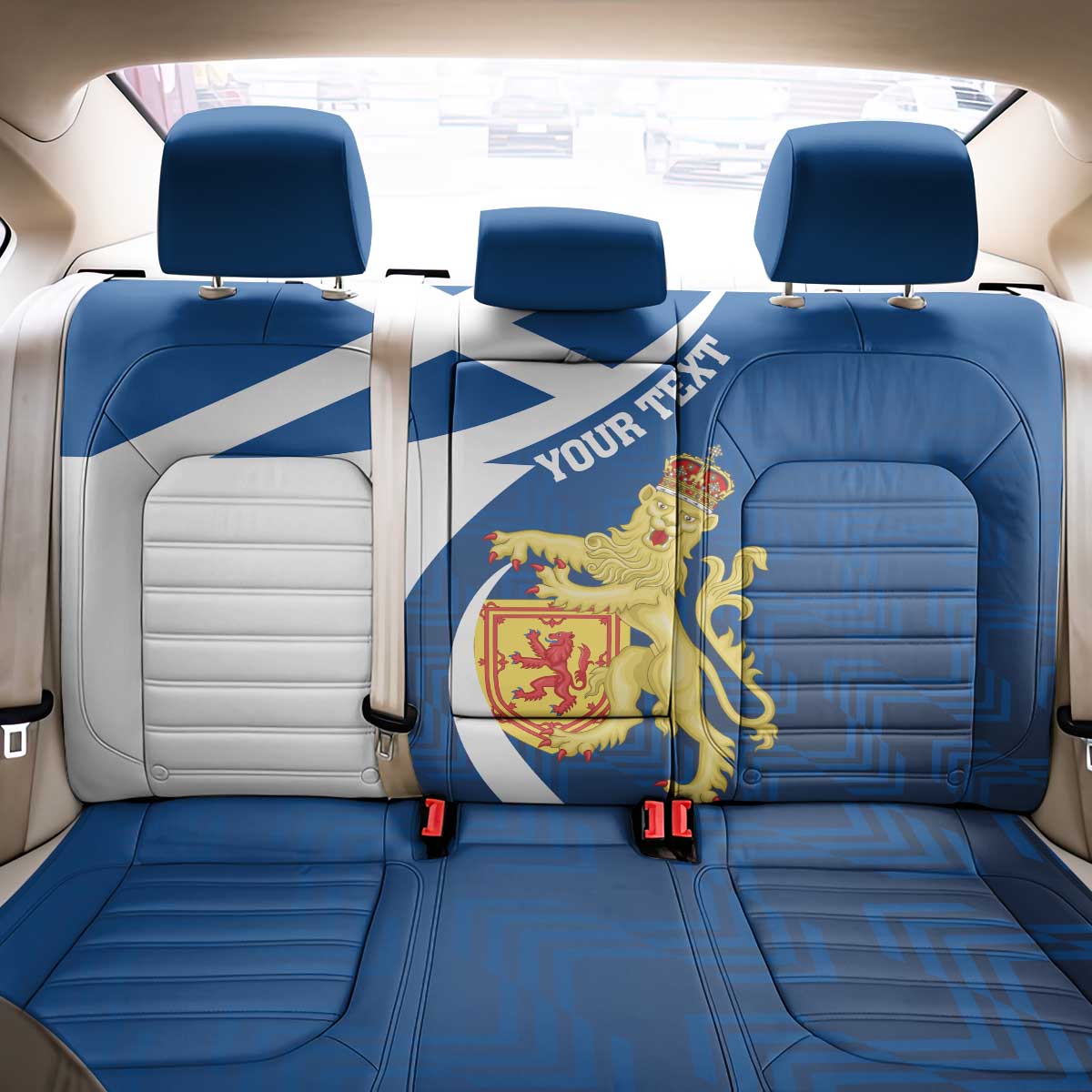 Personalized Scotland Back Car Seat Cover Lion Rampant Flag Style