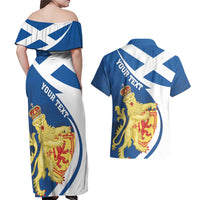 Personalized Scotland Couples Matching Off Shoulder Maxi Dress and Hawaiian Shirt Lion Rampant Flag Style