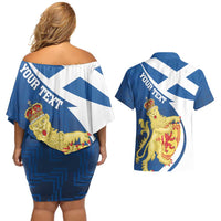 Personalized Scotland Couples Matching Off Shoulder Short Dress and Hawaiian Shirt Lion Rampant Flag Style