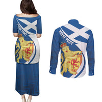 Personalized Scotland Couples Matching Puletasi and Long Sleeve Button Shirt Lion Rampant Flag Style