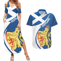 Personalized Scotland Couples Matching Summer Maxi Dress and Hawaiian Shirt Lion Rampant Flag Style