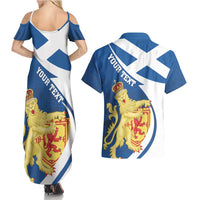 Personalized Scotland Couples Matching Summer Maxi Dress and Hawaiian Shirt Lion Rampant Flag Style
