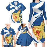 Personalized Scotland Family Matching Long Sleeve Bodycon Dress and Hawaiian Shirt Lion Rampant Flag Style