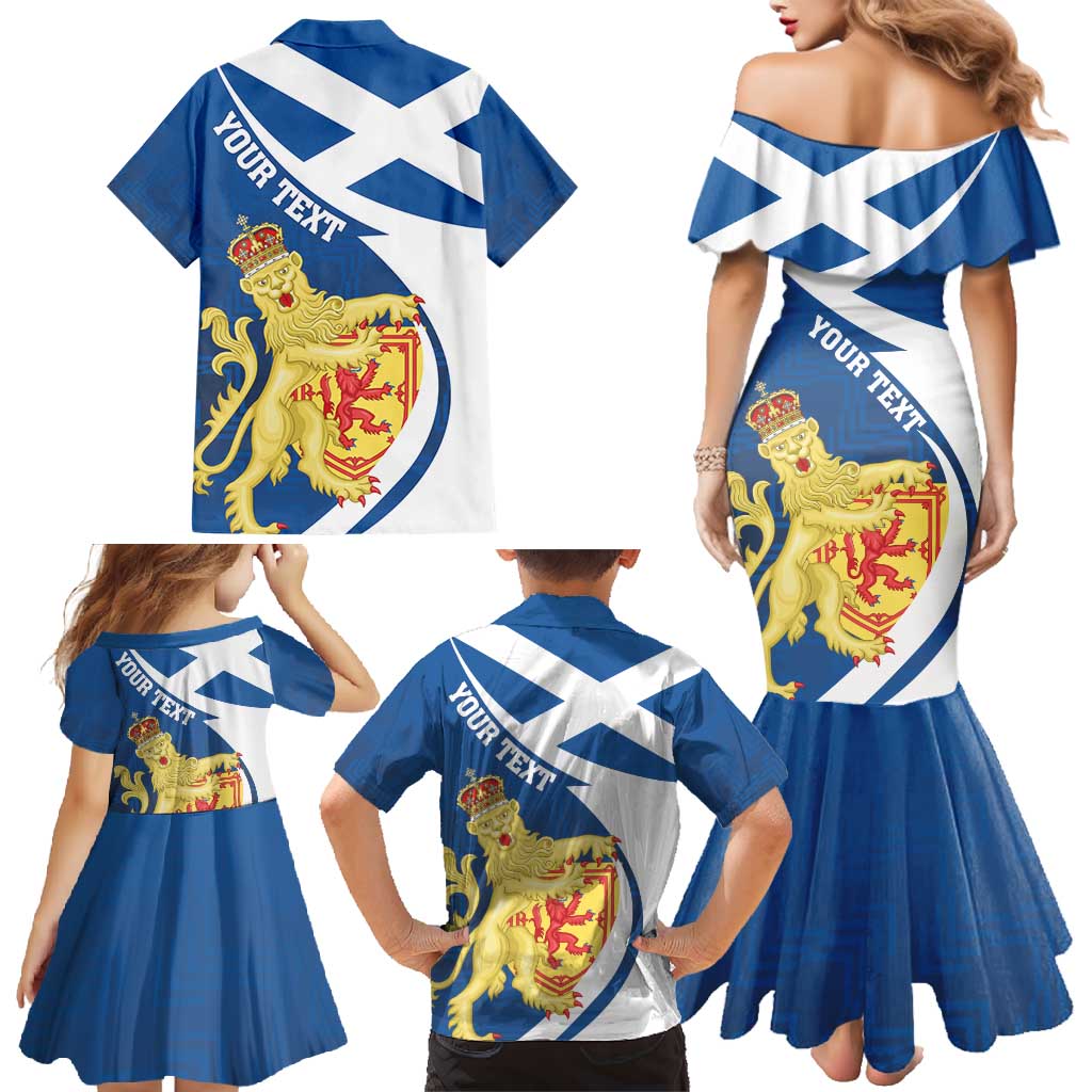 Personalized Scotland Family Matching Mermaid Dress and Hawaiian Shirt Lion Rampant Flag Style