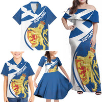Personalized Scotland Family Matching Off Shoulder Maxi Dress and Hawaiian Shirt Lion Rampant Flag Style