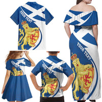 Personalized Scotland Family Matching Off Shoulder Maxi Dress and Hawaiian Shirt Lion Rampant Flag Style