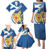 Personalized Scotland Family Matching Puletasi and Hawaiian Shirt Lion Rampant Flag Style