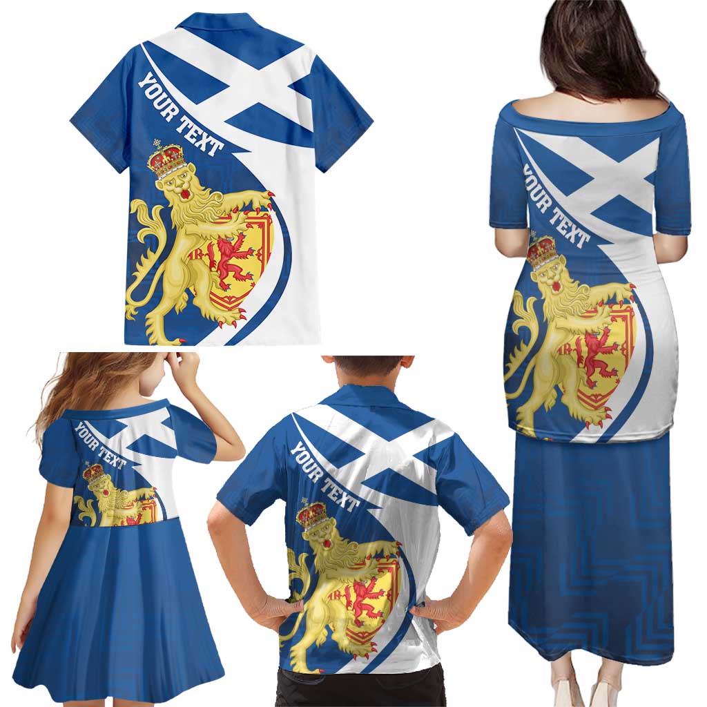 Personalized Scotland Family Matching Puletasi and Hawaiian Shirt Lion Rampant Flag Style