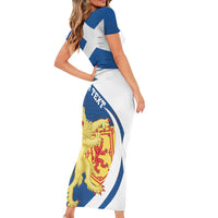 Personalized Scotland Family Matching Short Sleeve Bodycon Dress and Hawaiian Shirt Lion Rampant Flag Style