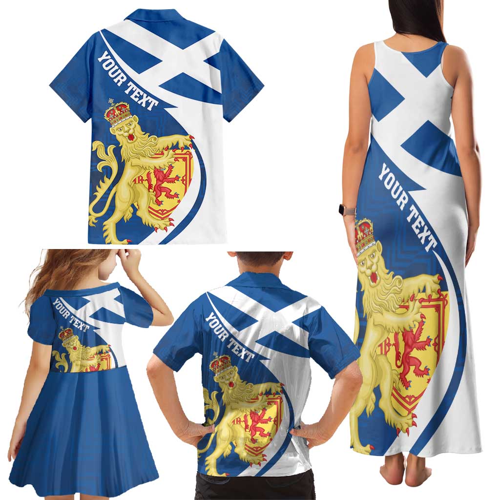 Personalized Scotland Family Matching Tank Maxi Dress and Hawaiian Shirt Lion Rampant Flag Style