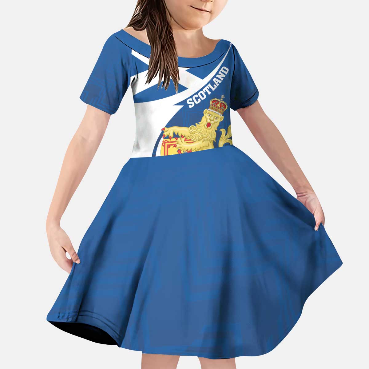 Personalized Scotland Kid Short Sleeve Dress Lion Rampant Flag Style