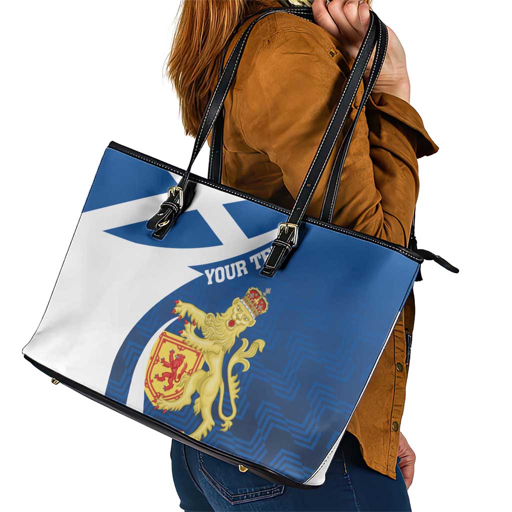 Personalized Scotland Leather Tote Bag Lion Rampant Flag Style