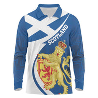Personalized Scotland Long Sleeve Polo Shirt Lion Rampant Flag Style