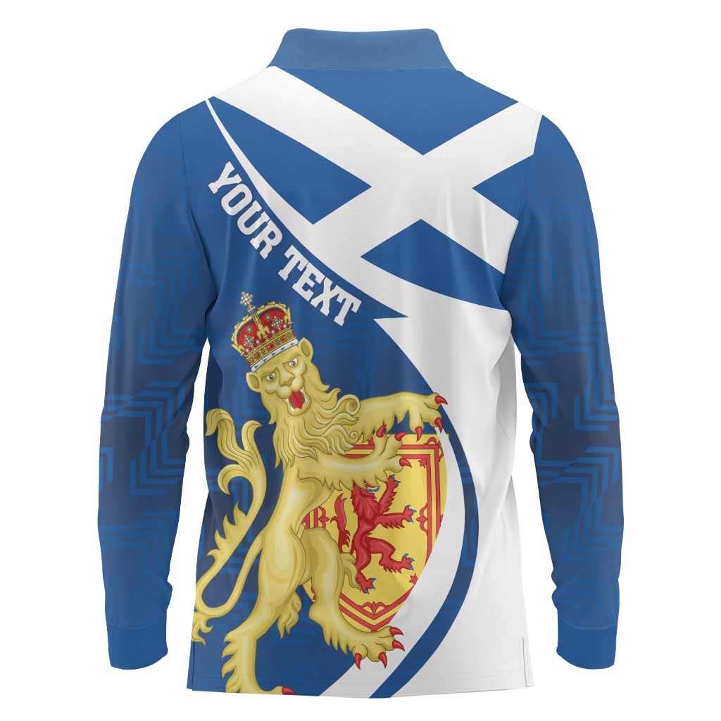 Personalized Scotland Long Sleeve Polo Shirt Lion Rampant Flag Style