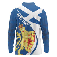 Personalized Scotland Long Sleeve Polo Shirt Lion Rampant Flag Style