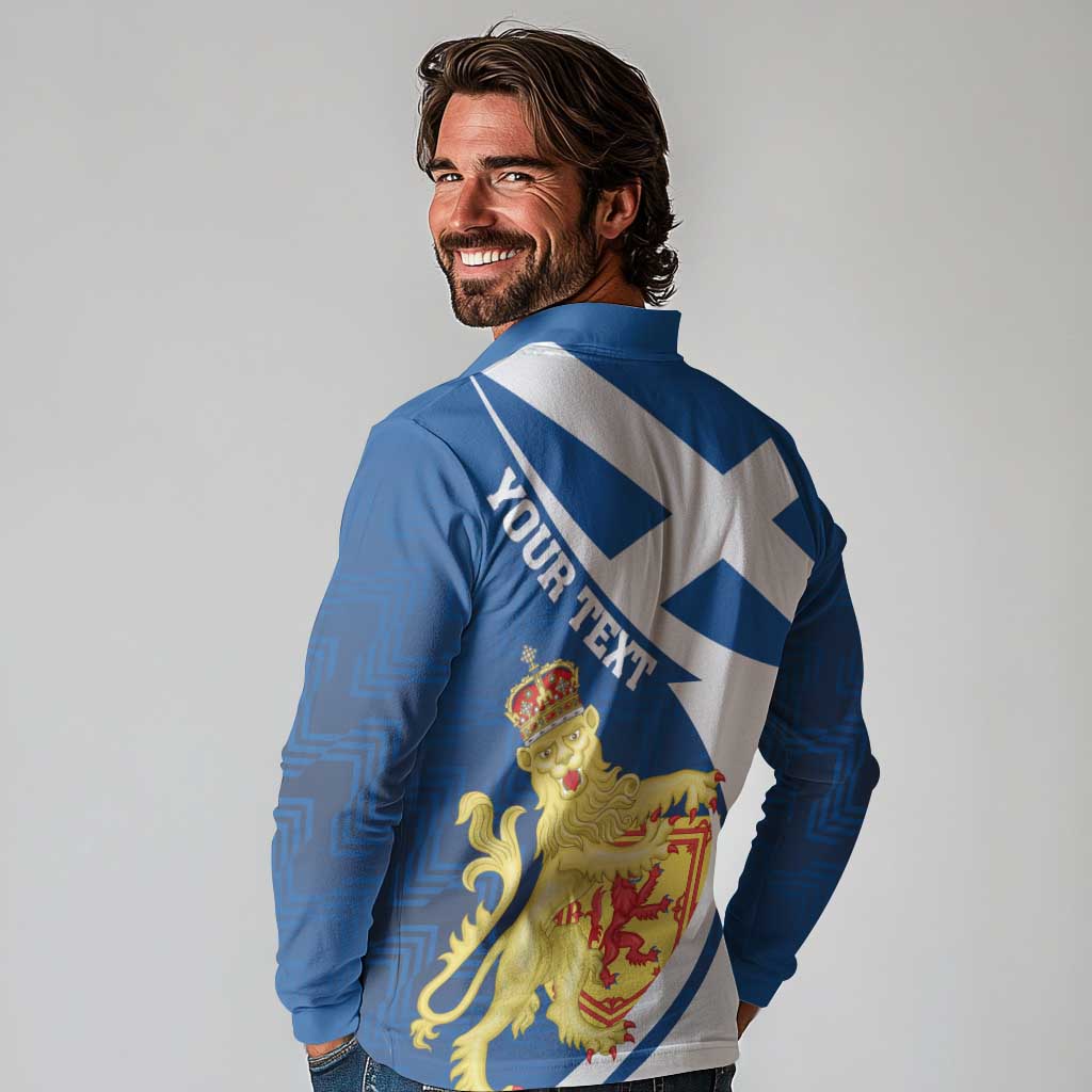 Personalized Scotland Long Sleeve Polo Shirt Lion Rampant Flag Style