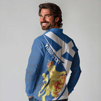 Personalized Scotland Long Sleeve Polo Shirt Lion Rampant Flag Style