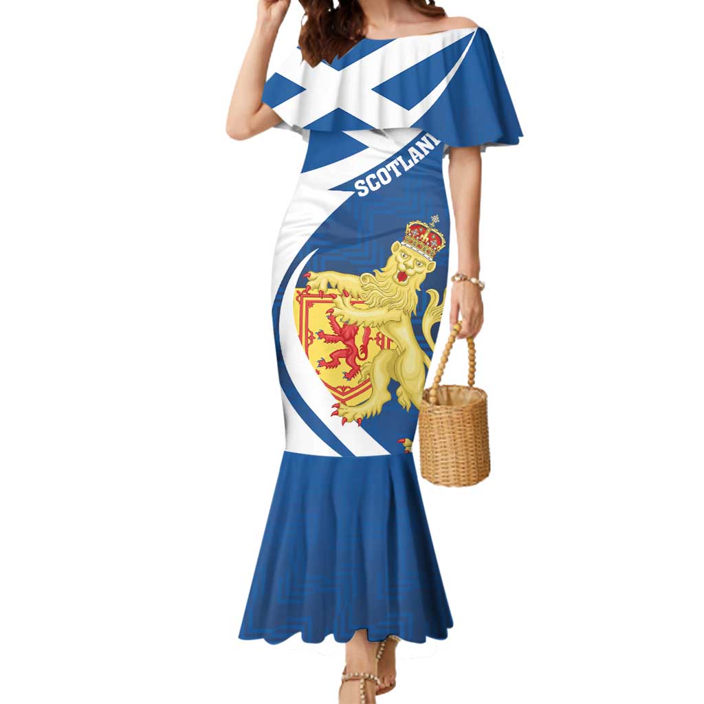 Personalized Scotland Mermaid Dress Lion Rampant Flag Style
