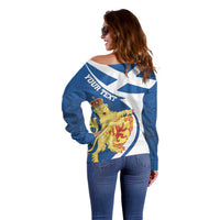 Personalized Scotland Off Shoulder Sweater Lion Rampant Flag Style