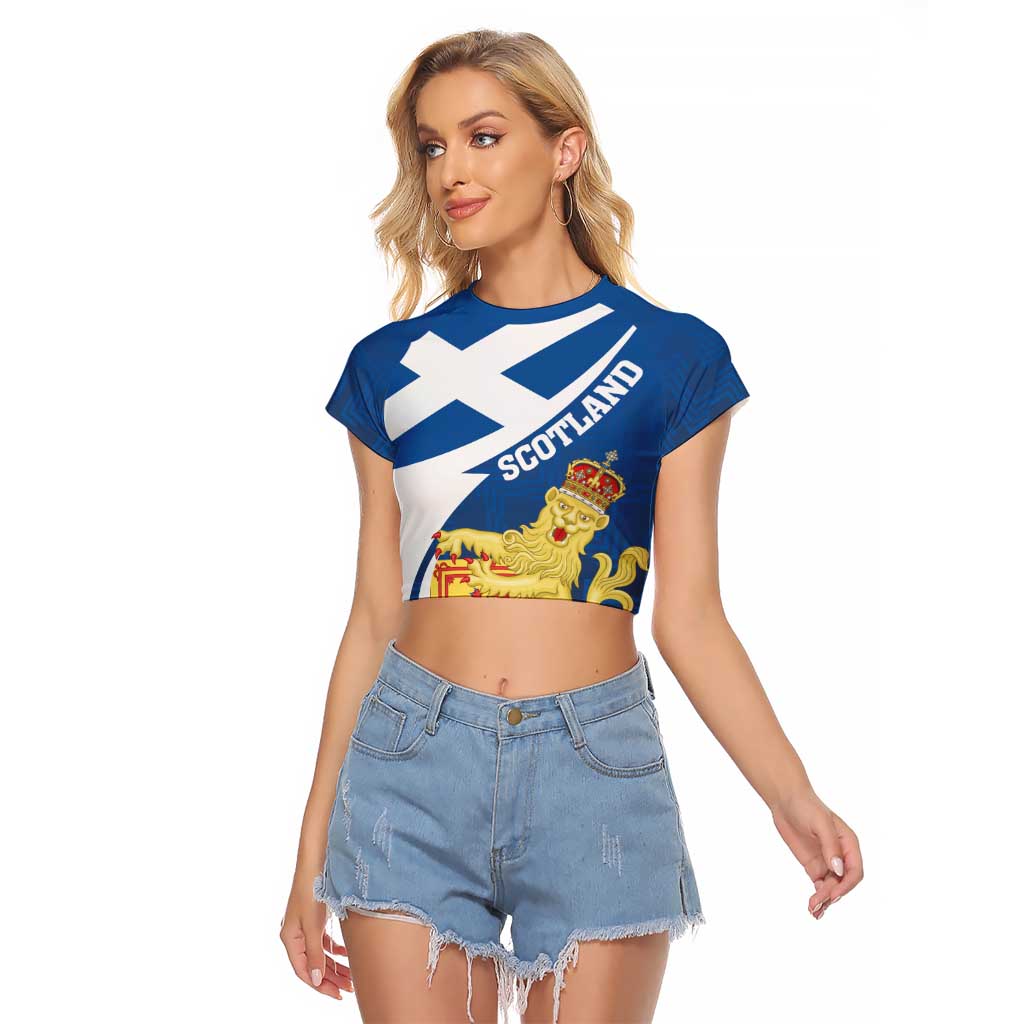 Personalized Scotland Raglan Cropped T Shirt Lion Rampant Flag Style