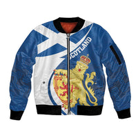 Personalized Scotland Sleeve Zip Bomber Jacket Lion Rampant Flag Style