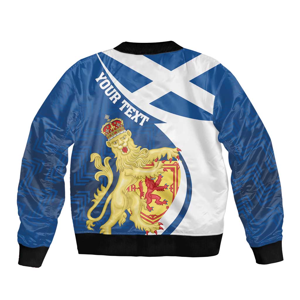 Personalized Scotland Sleeve Zip Bomber Jacket Lion Rampant Flag Style