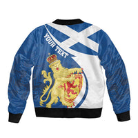 Personalized Scotland Sleeve Zip Bomber Jacket Lion Rampant Flag Style