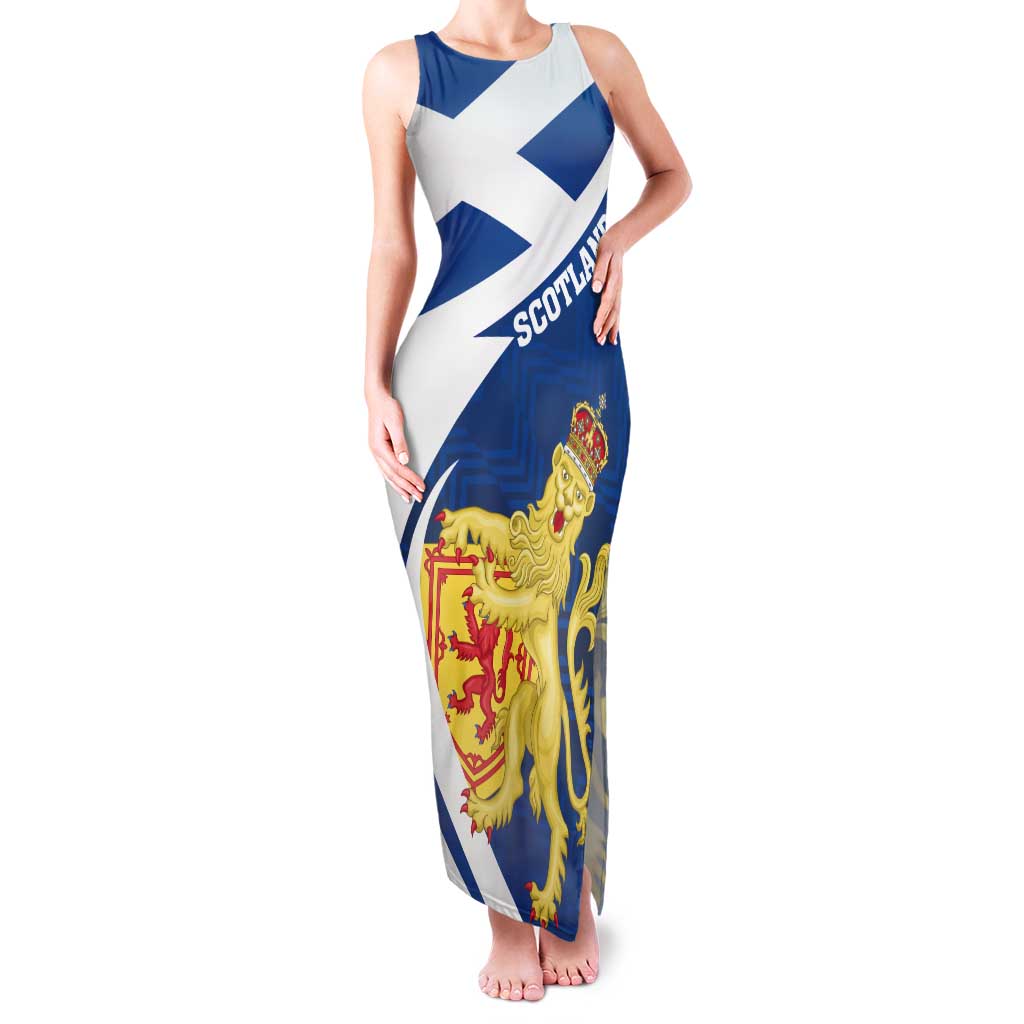 Personalized Scotland Tank Maxi Dress Lion Rampant Flag Style