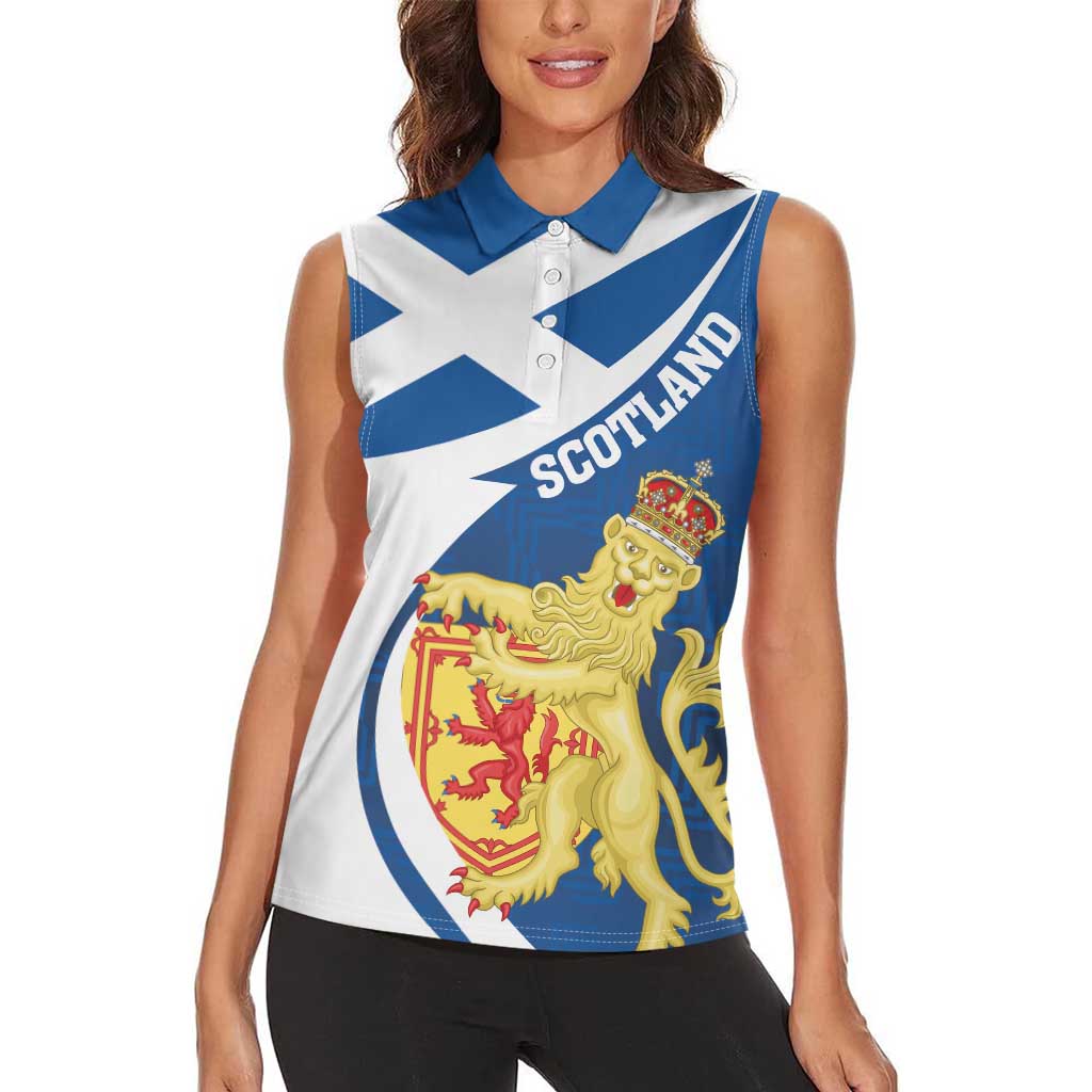 Personalized Scotland Women Sleeveless Polo Shirt Lion Rampant Flag Style
