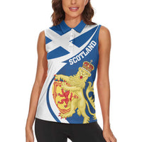 Personalized Scotland Women Sleeveless Polo Shirt Lion Rampant Flag Style