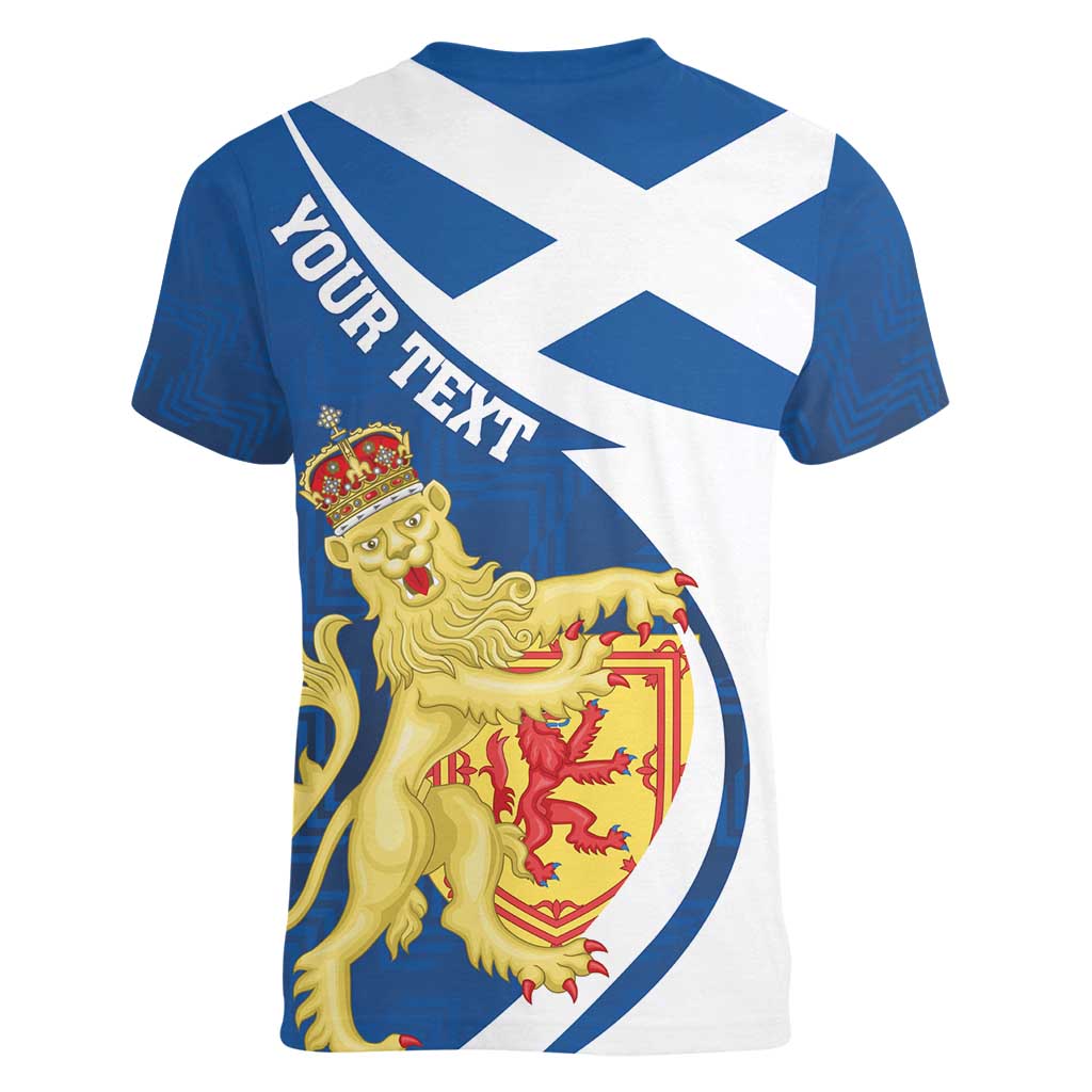 Personalized Scotland Women V-Neck T-Shirt Lion Rampant Flag Style