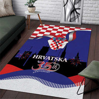 Croatia Independence Day Area Rug Hrvatska Checkerboard 35th Anniversary