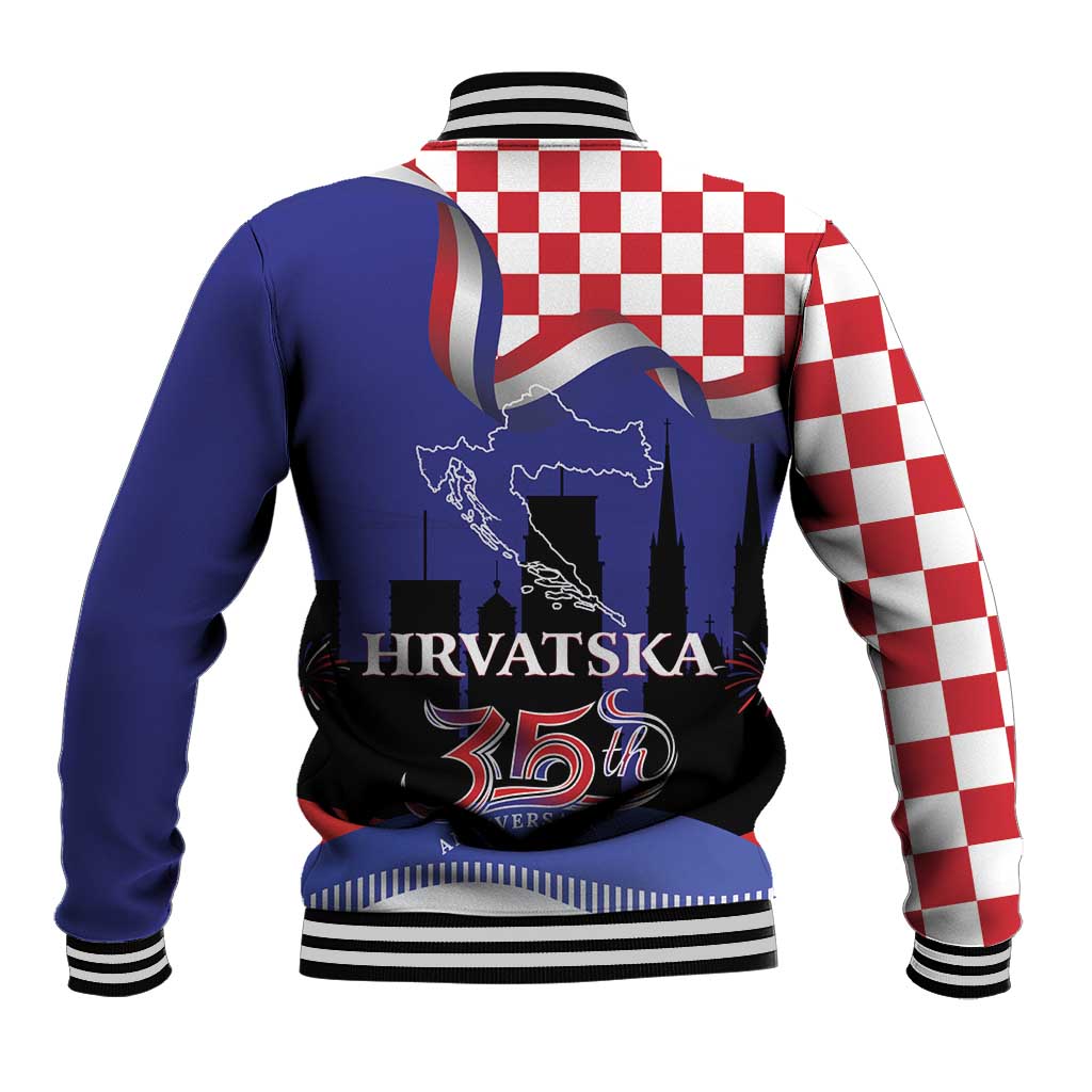 Croatia Independence Day Baseball Jacket Hrvatska Checkerboard 35th Anniversary