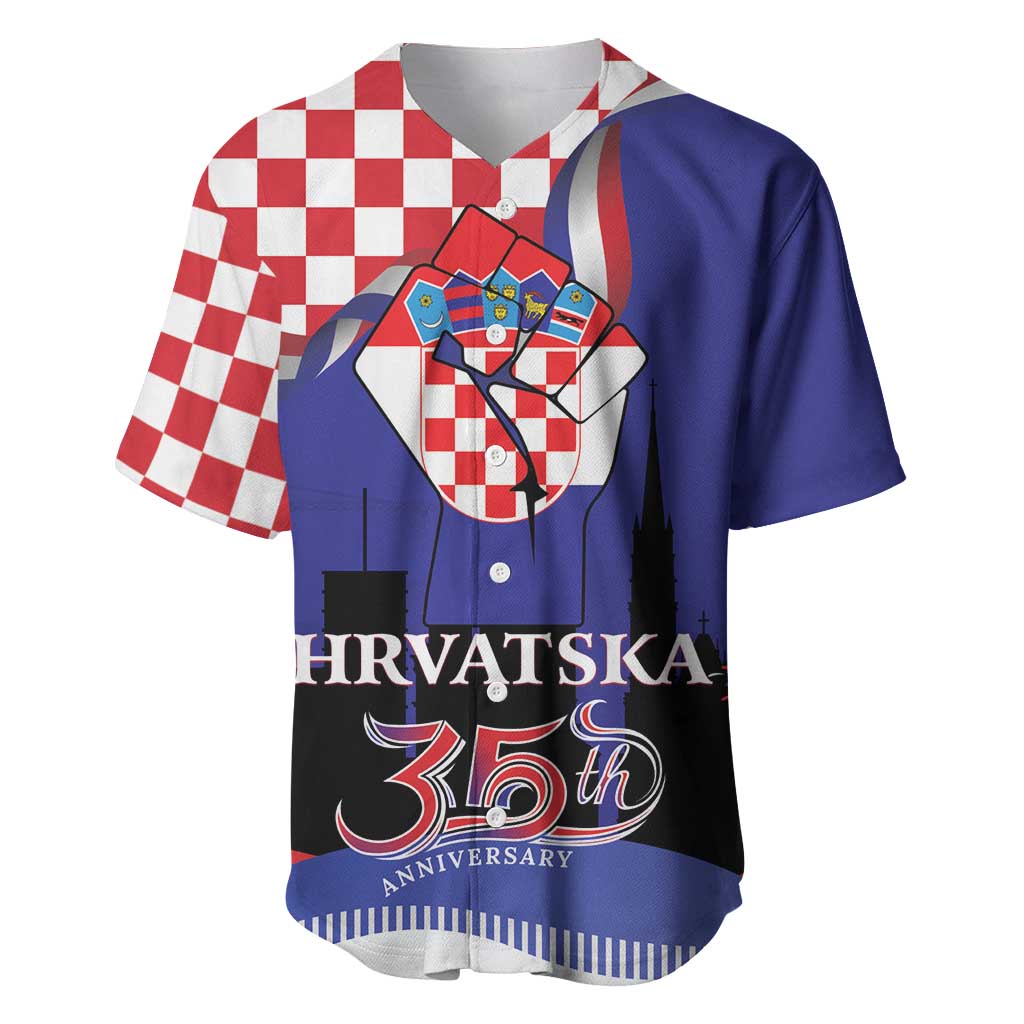 Croatia Independence Day Baseball Jersey Hrvatska Checkerboard 35th Anniversary