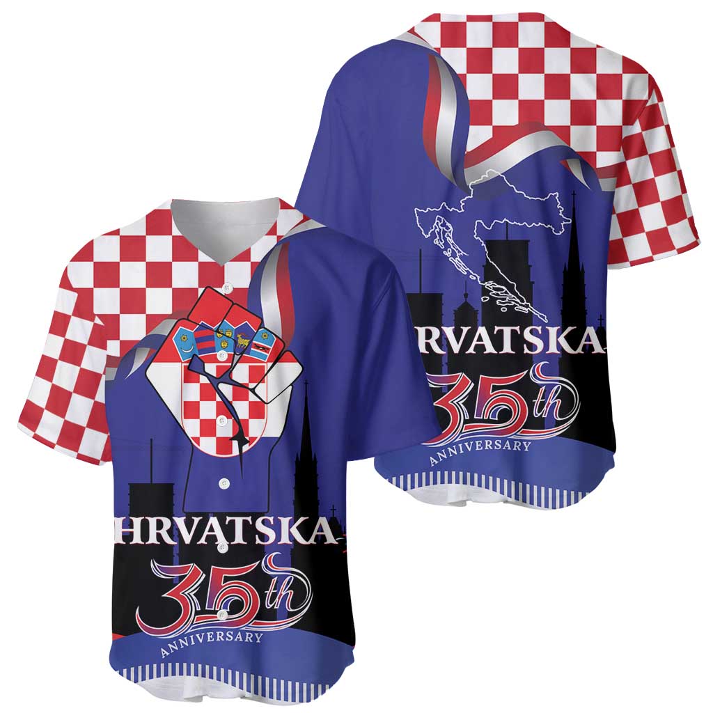 Croatia Independence Day Baseball Jersey Hrvatska Checkerboard 35th Anniversary