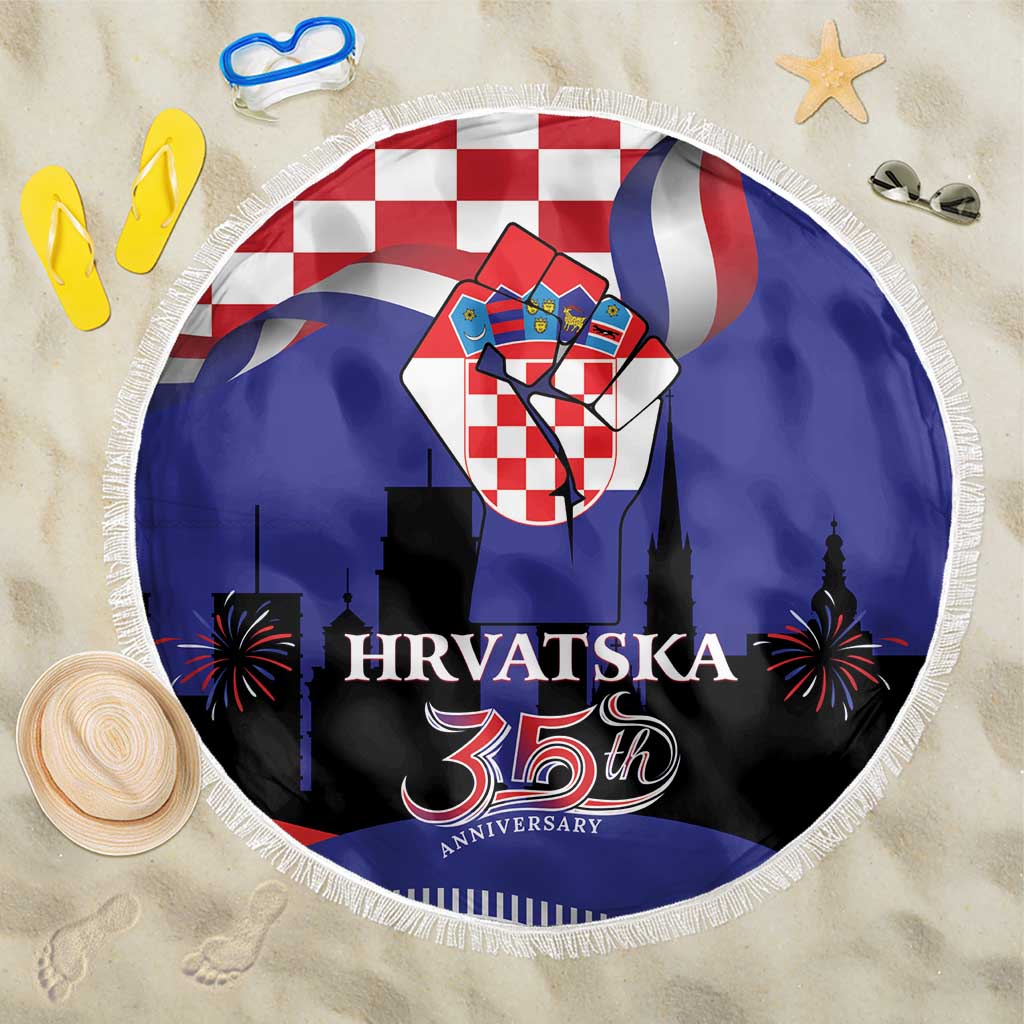 Croatia Independence Day Beach Blanket Hrvatska Checkerboard 35th Anniversary