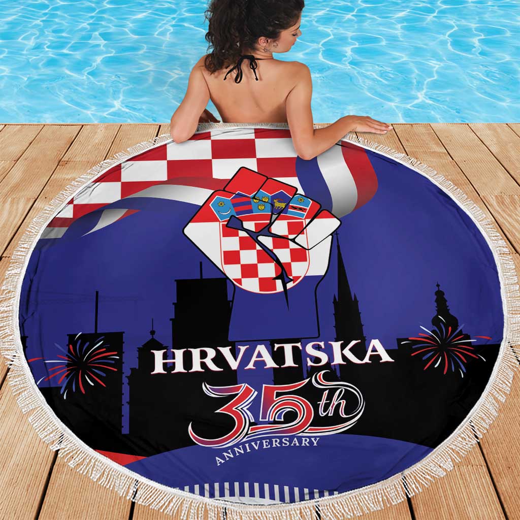 Croatia Independence Day Beach Blanket Hrvatska Checkerboard 35th Anniversary