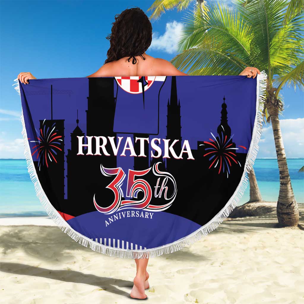 Croatia Independence Day Beach Blanket Hrvatska Checkerboard 35th Anniversary
