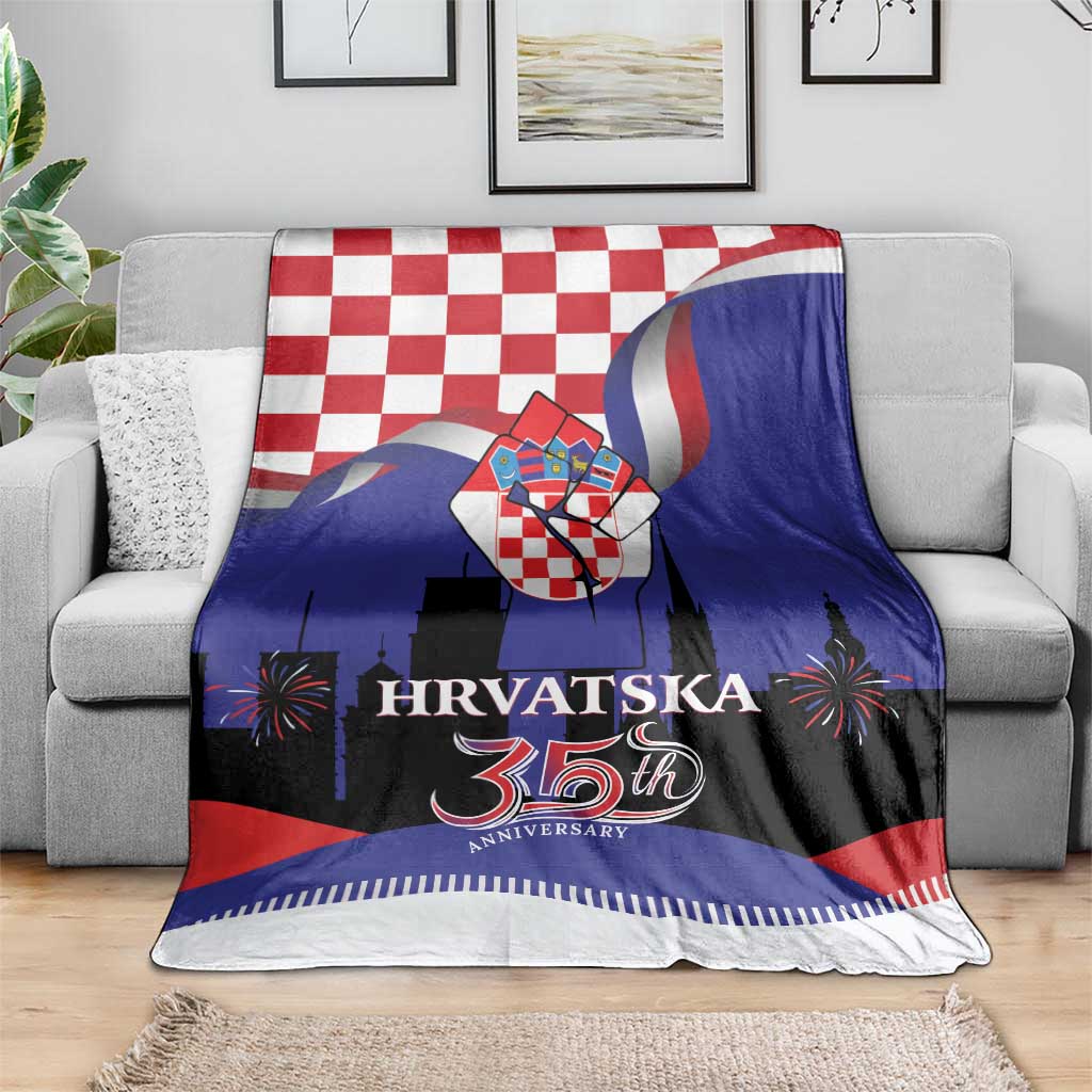 Croatia Independence Day Blanket Hrvatska Checkerboard 35th Anniversary