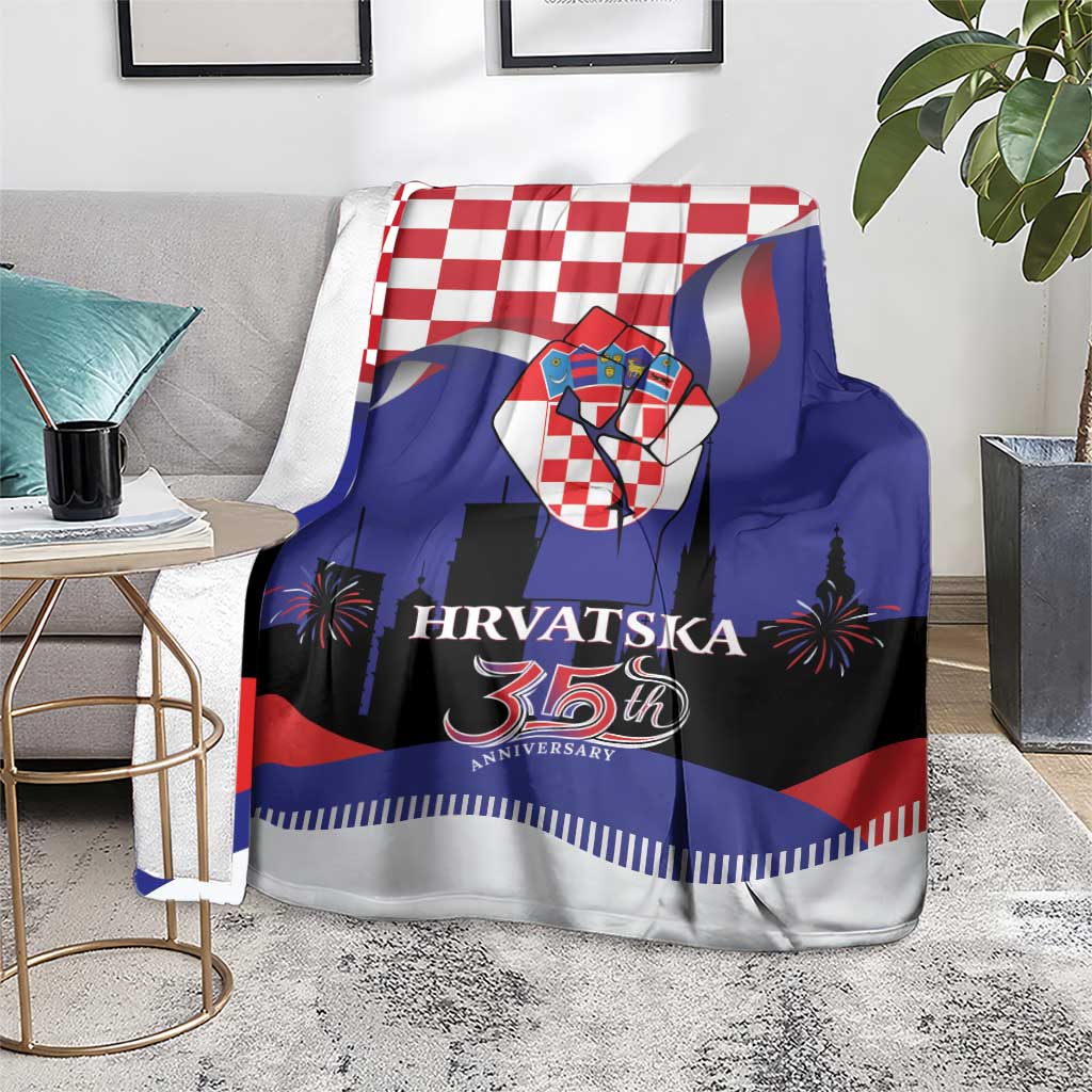 Croatia Independence Day Blanket Hrvatska Checkerboard 35th Anniversary