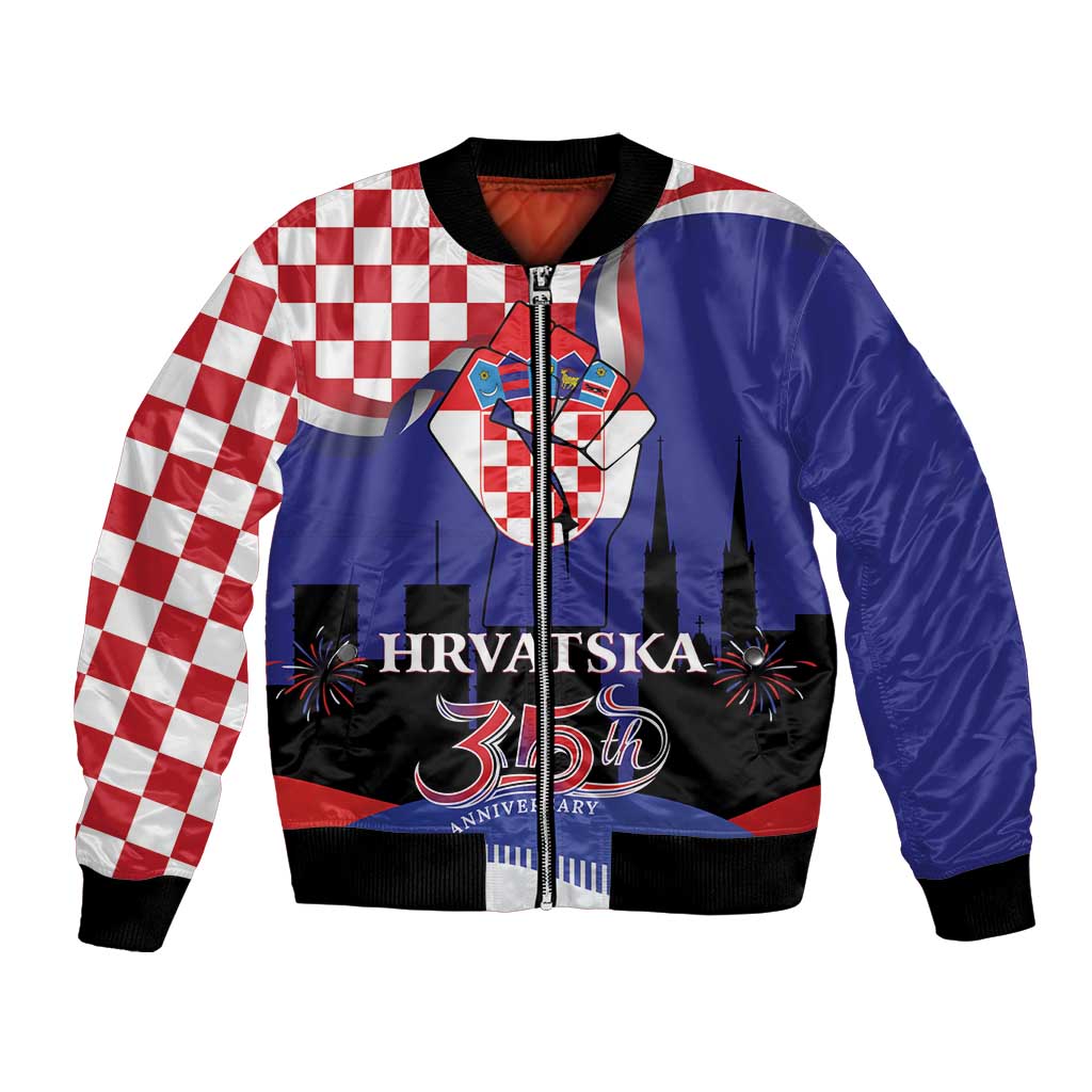 Croatia Independence Day Bomber Jacket Hrvatska Checkerboard 35th Anniversary