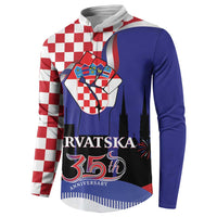 Croatia Independence Day Button Sweatshirt Hrvatska Checkerboard 35th Anniversary