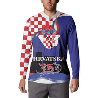 Croatia Independence Day Button Sweatshirt Hrvatska Checkerboard 35th Anniversary