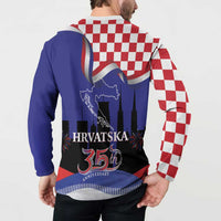 Croatia Independence Day Button Sweatshirt Hrvatska Checkerboard 35th Anniversary